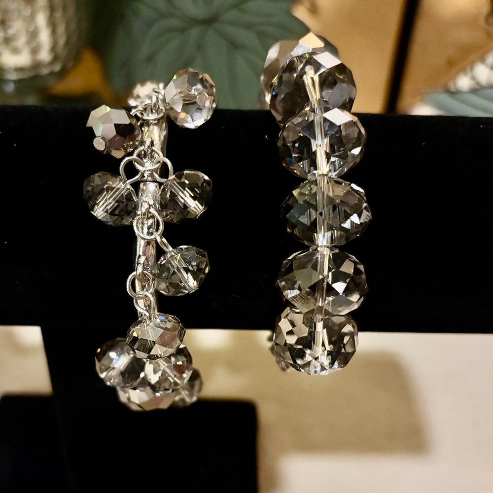 Vera Wang Silver Crystal Stretch Bracelet Set